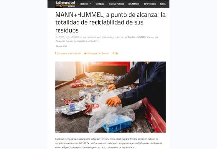 MANN+HUMMEL, a punto de alcanzar la totalidad de reciclabilidad de sus residuos